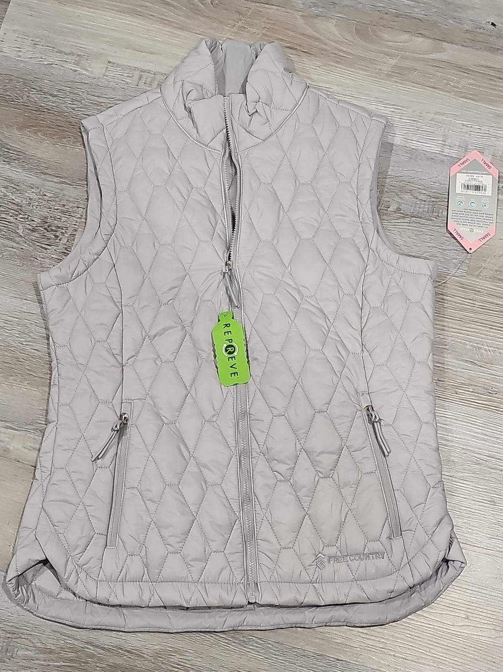 Free Country Women's Light Gray Quilted Vest S NWT